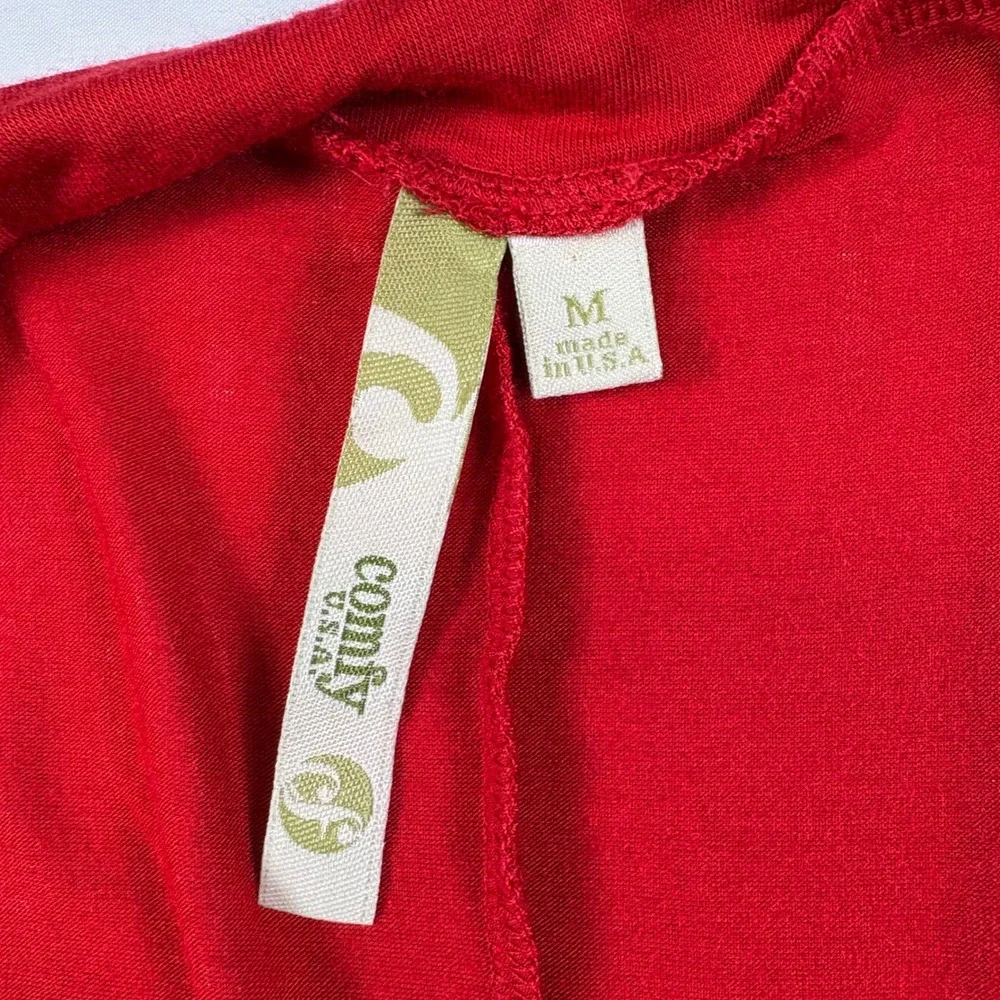 Comfy USA Red High Low Swing Dress‎ Tunic M Boho Lagenlook Artsy Indie Hippie